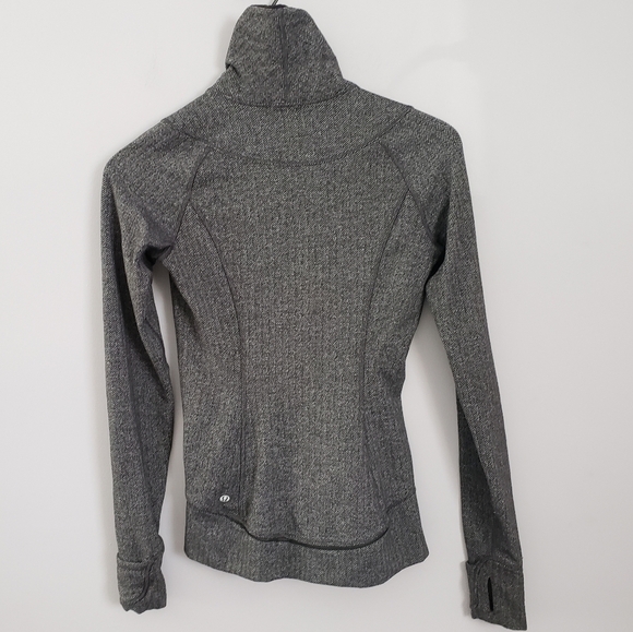 Lululemon Think Fast Pullover Herringbone Black Sz 4 - Picture 3 of 3